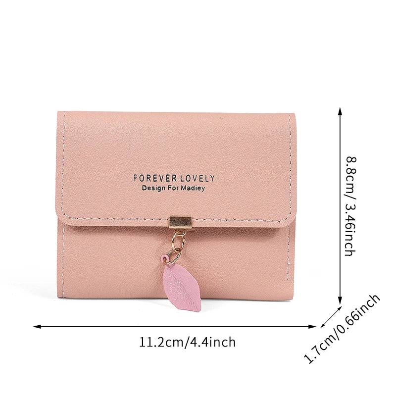 Carteira Feminina Trifold Compacta com Porta-Moedas e Porta-Cartões