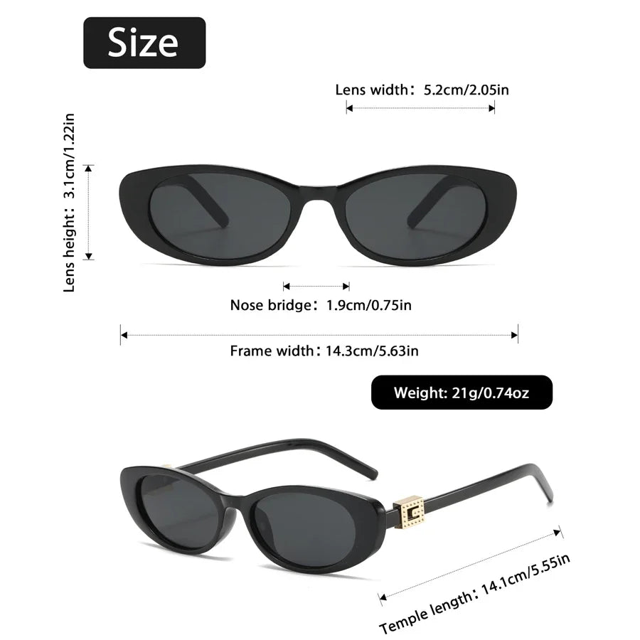 Óculos de Sol Oval com Rebites Estilo Vintage – UV400
