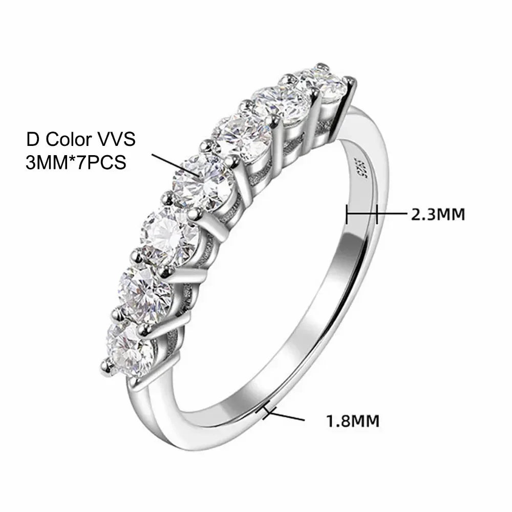 Anel Moissanite Prata 925 Aliança Clássica