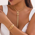 Conjunto 2 Peças Colar e Pulseira Corrente Torcida Estilo Y2K