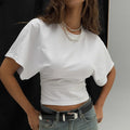 Camiseta Cropped Feminina Cinza Gola Redonda Estilo Corset
